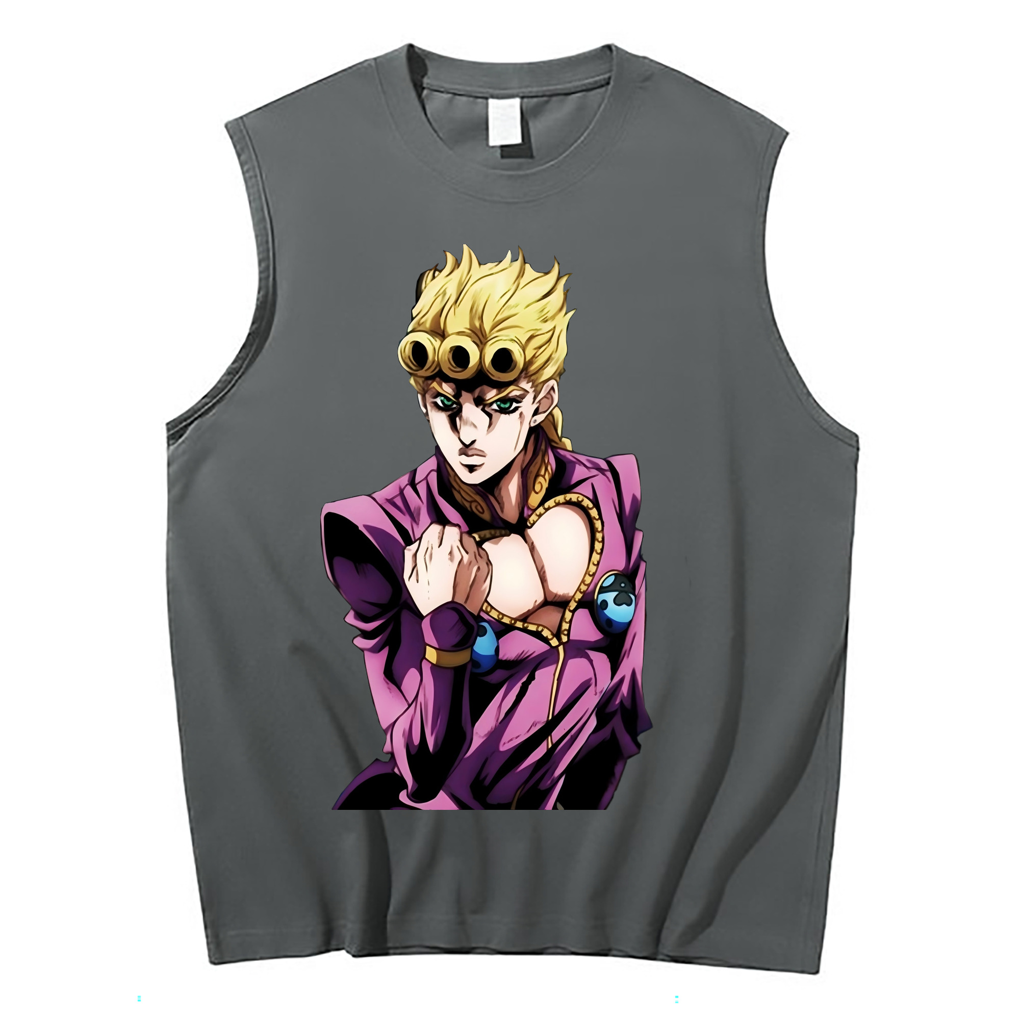 （画像用） ジョジョの奇妙な冒険 ジョルノ?ジョバァーナ JoJo's Bizarre Adventure Giorno Giovanna コットン100％タンクトップ（フロントプリント）